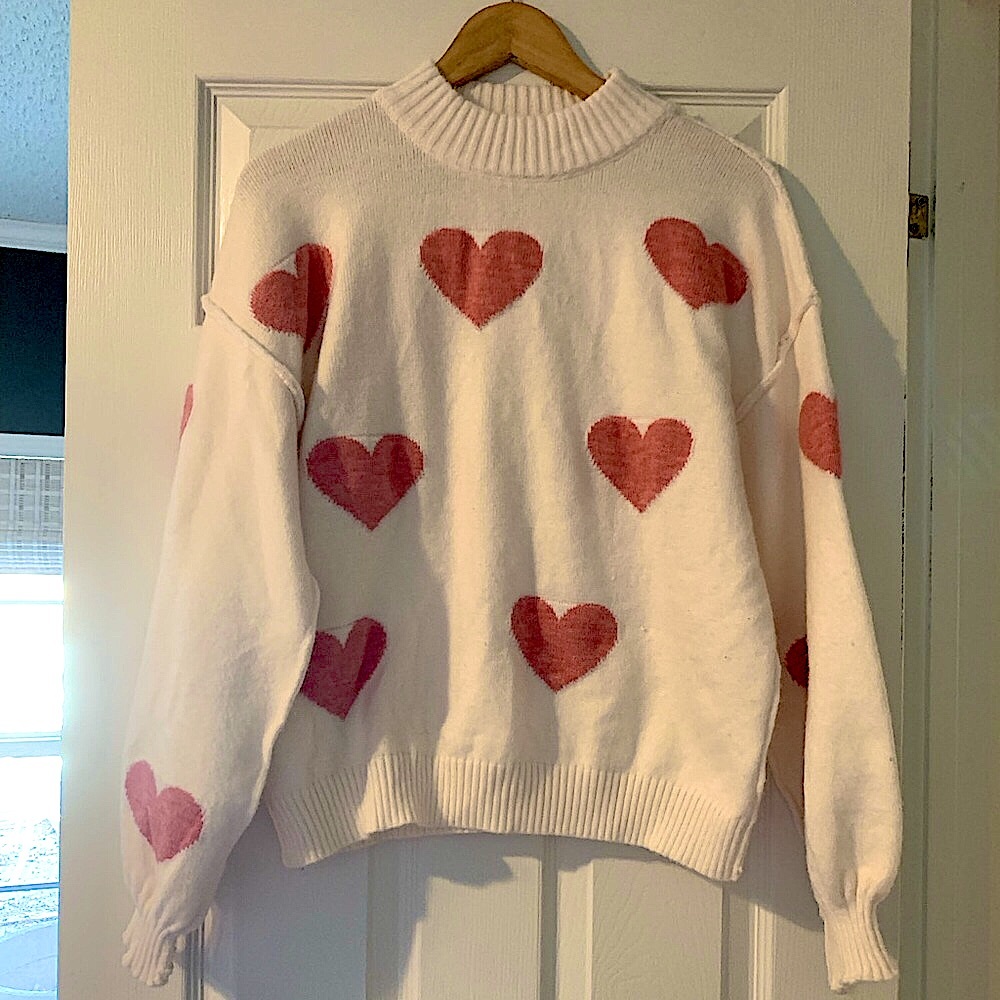Soft Heart Print Sweater